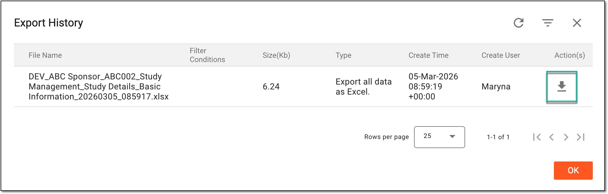 Downloading historic versions of study details