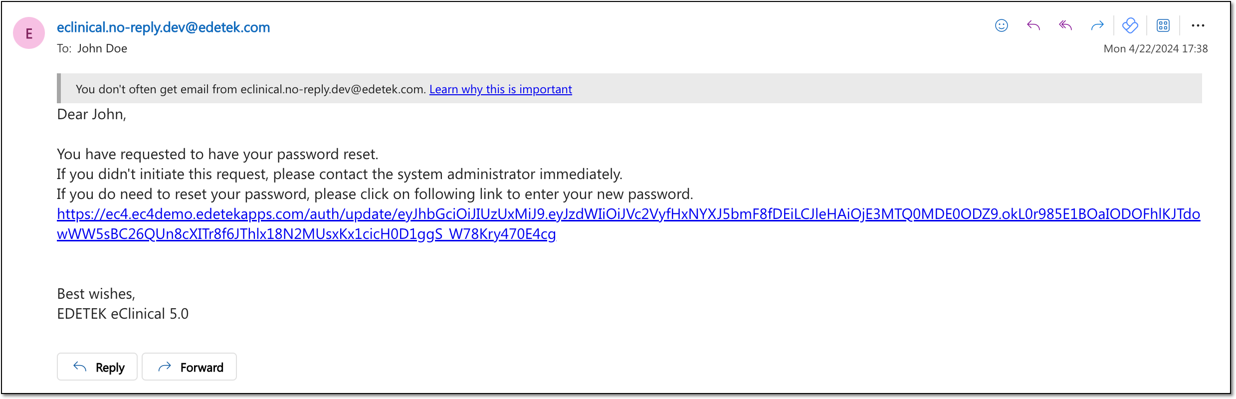 Following email link