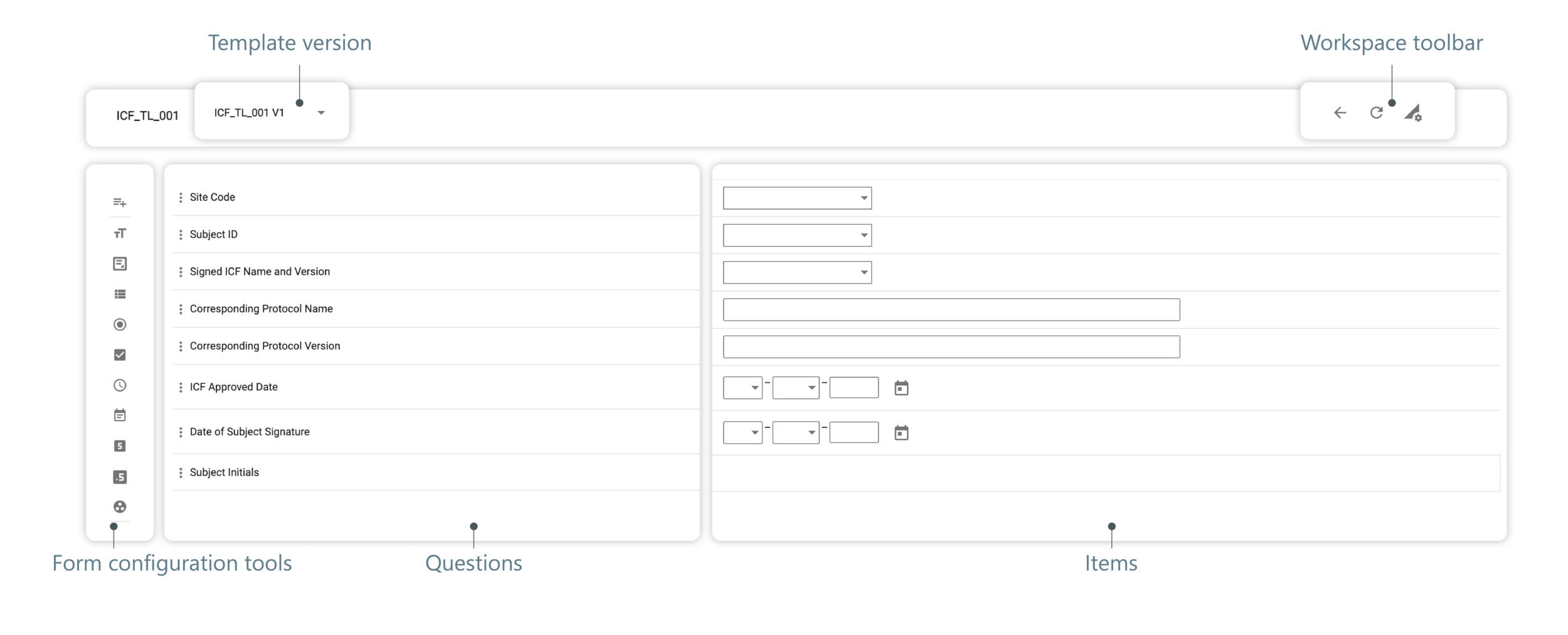 Tracking log template form configurator
