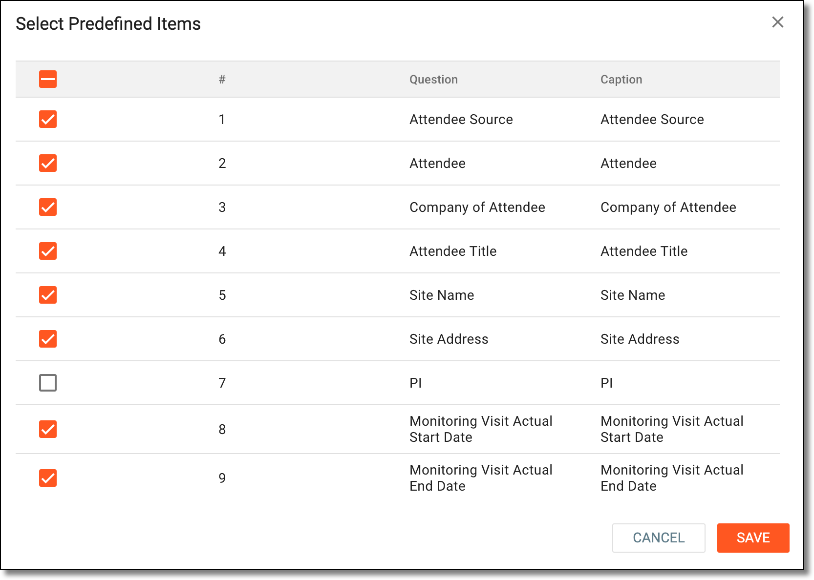 Adding predefined questions to form