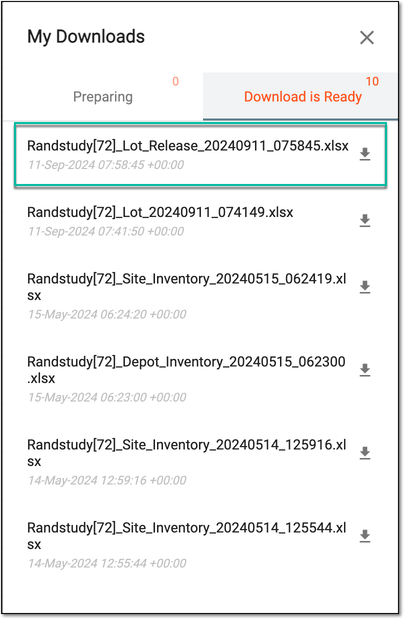 Accessing lot release file in downloads