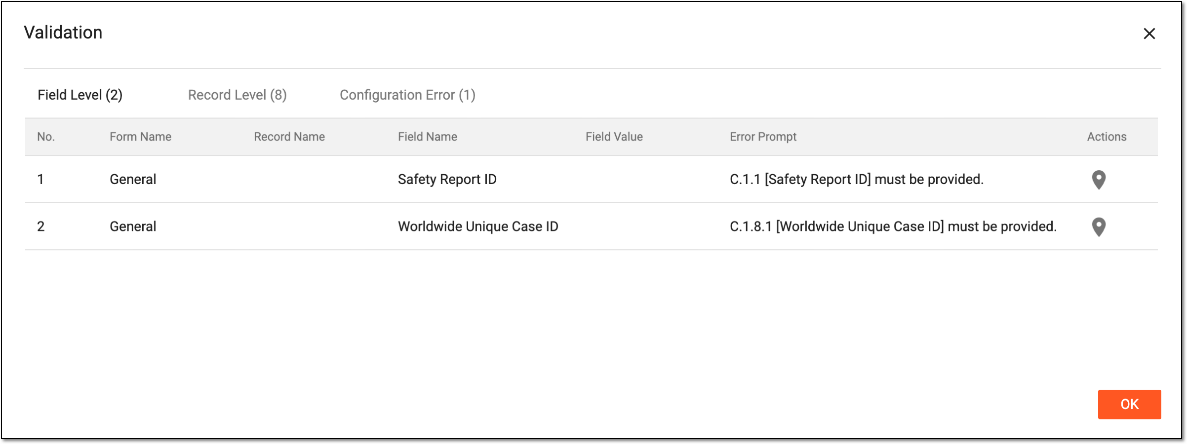 Receiving validation errors