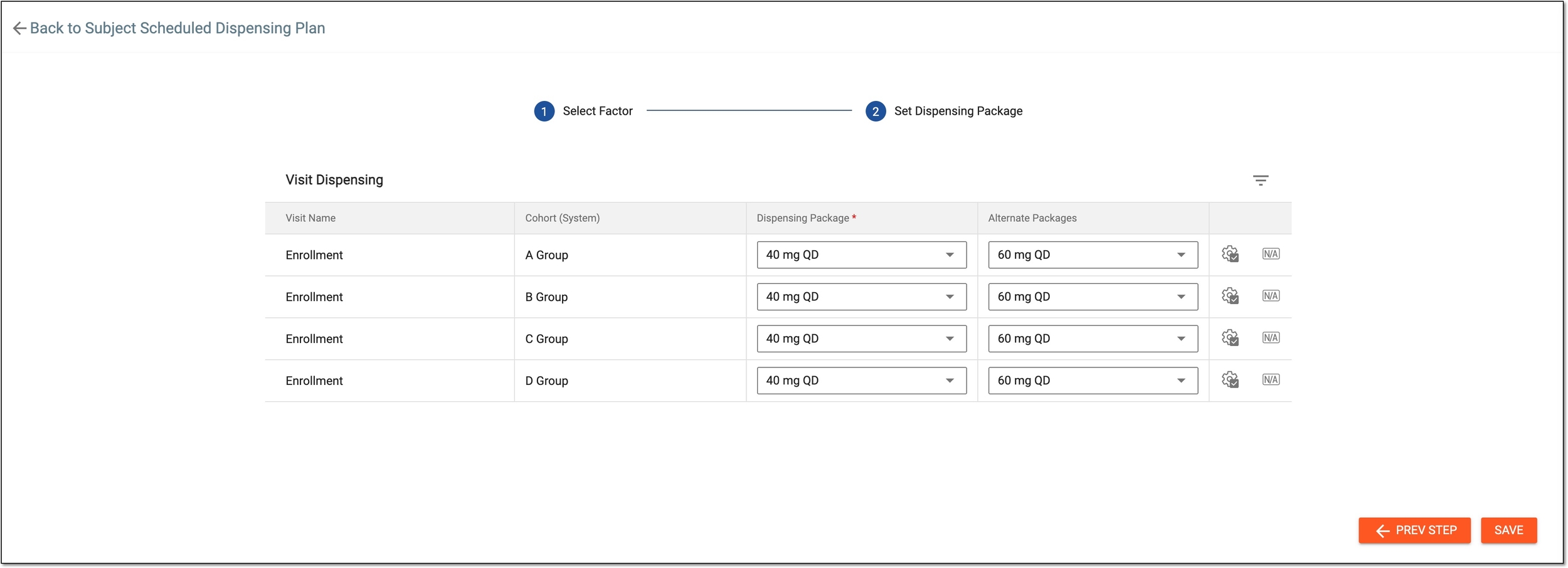 Updating visit dispensing packages