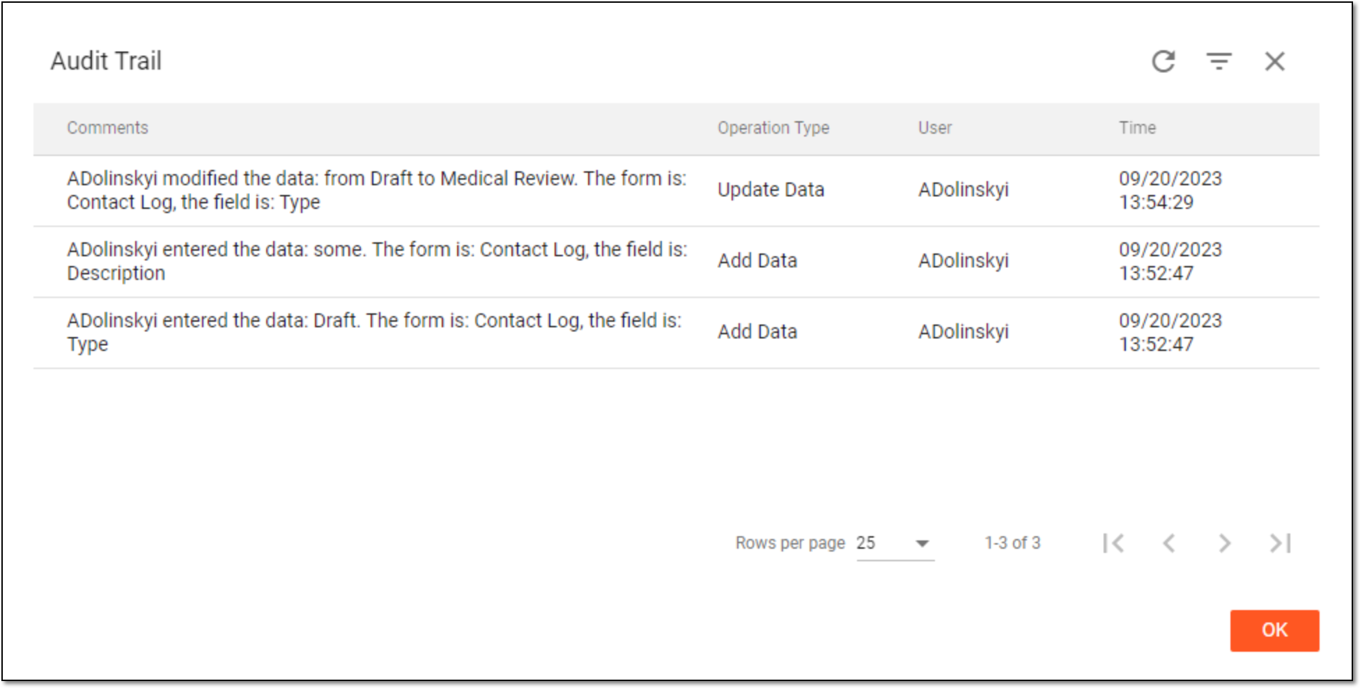 Viewing audit trail