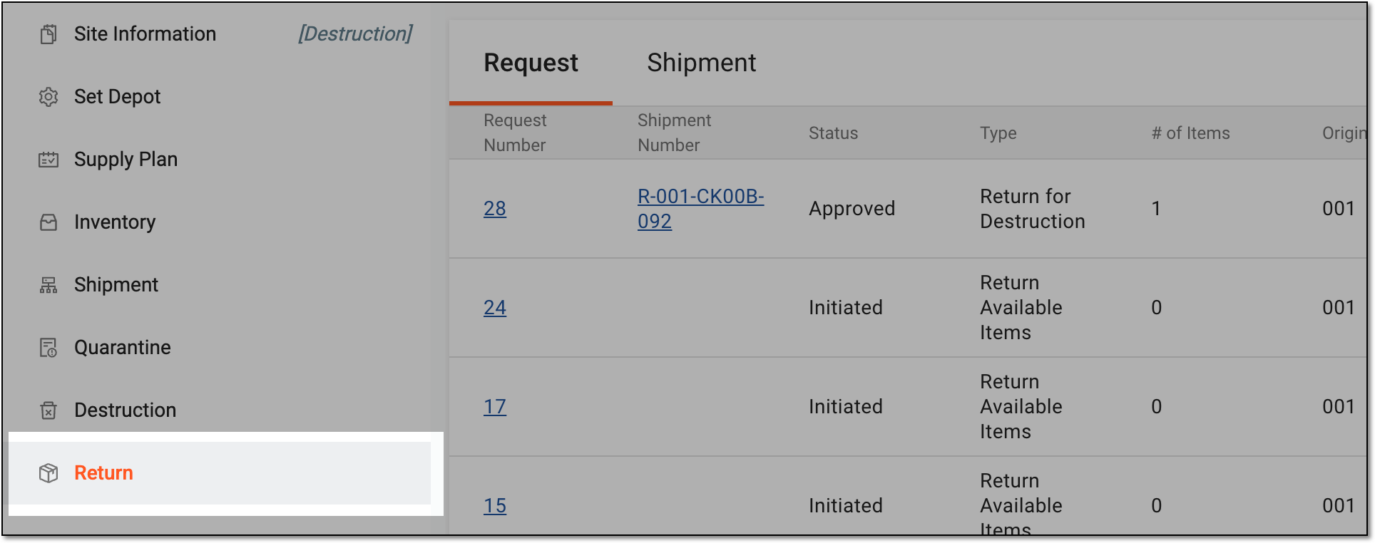Accessing site item return