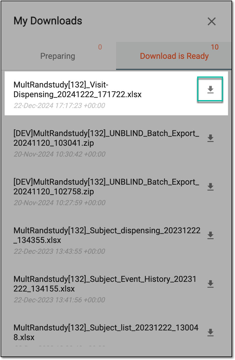 Downloading exported visit list