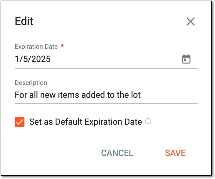 Configuring expiration date details