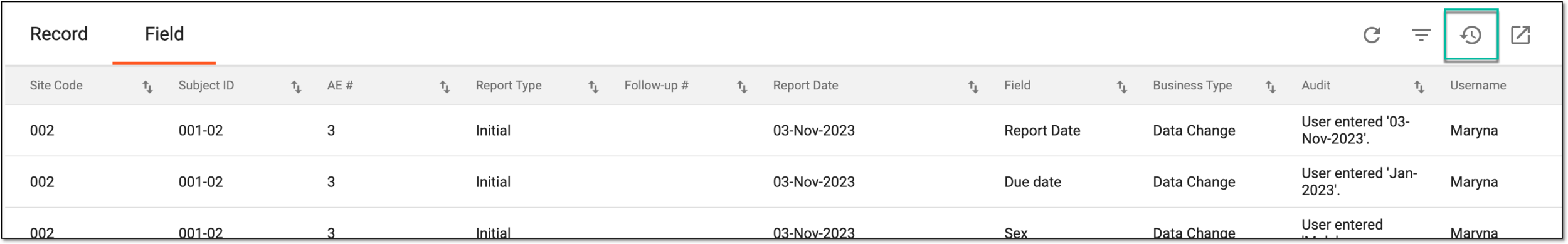 Accessing SAE audit export history
