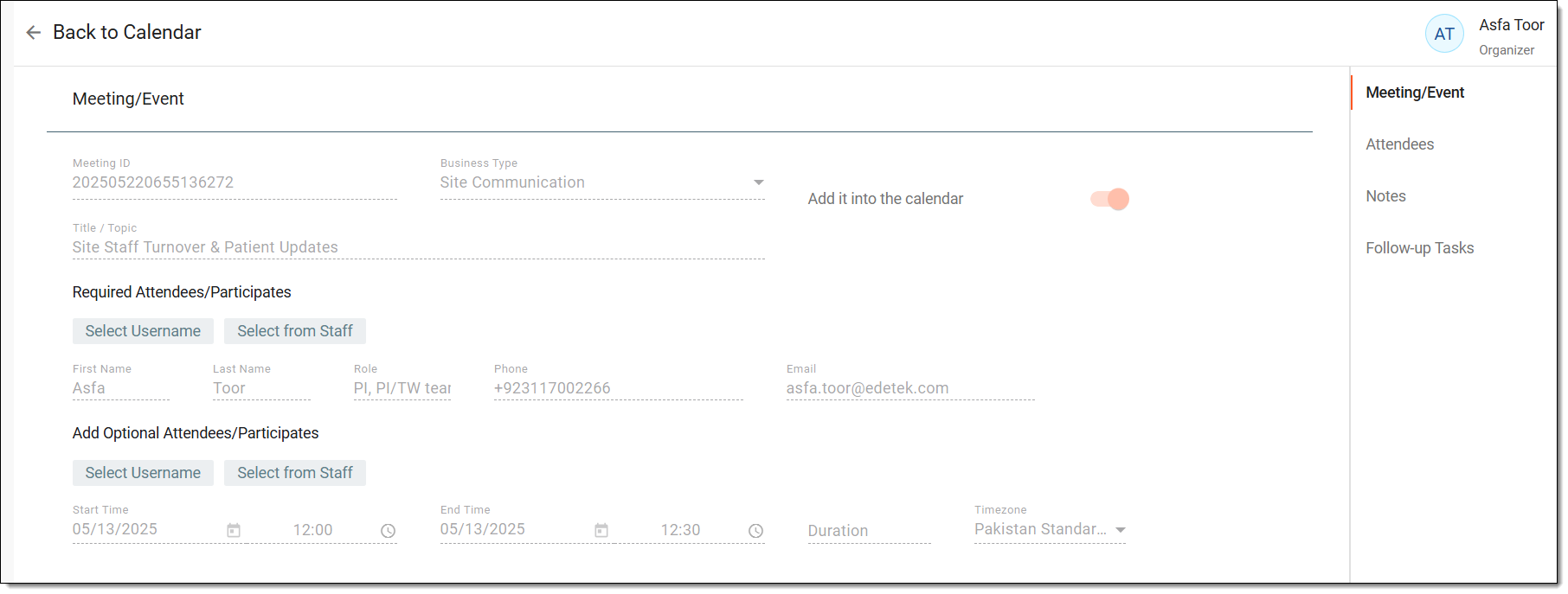 Analyzing meeting details