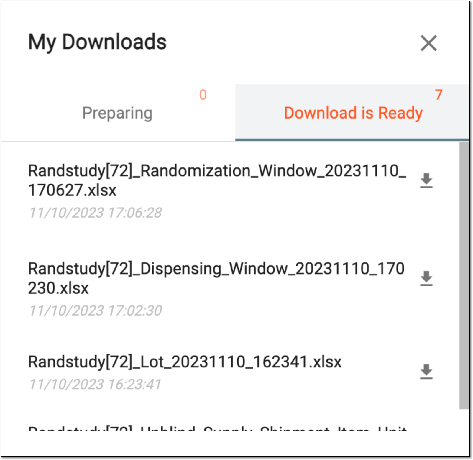 Viewing downloads