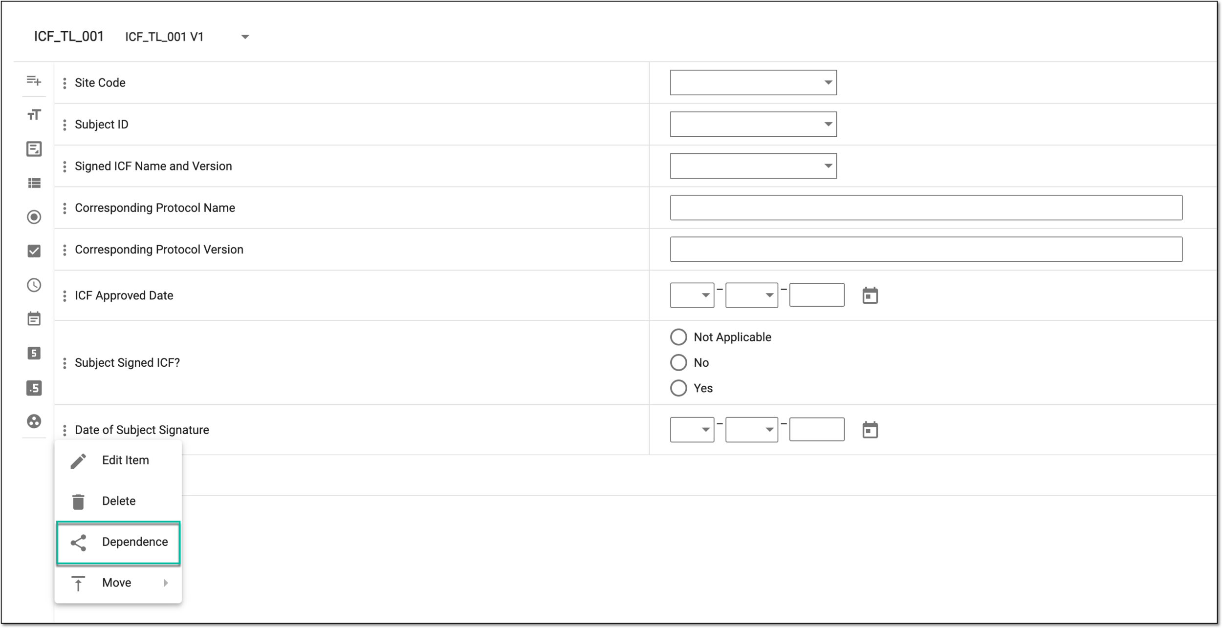 Selecting set dependency