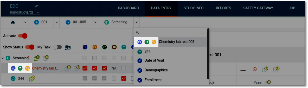 Viewing form review status in data entry