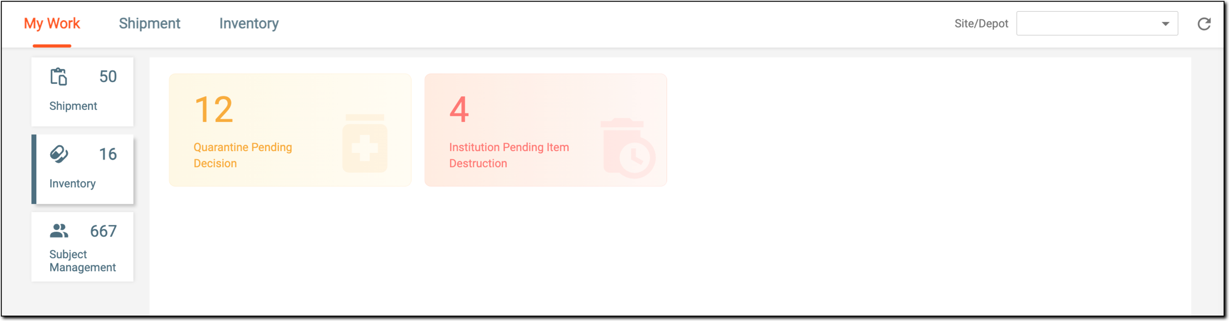 Inventory task dashboard
