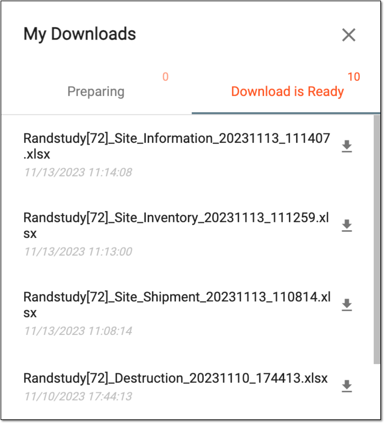 Viewing downloads