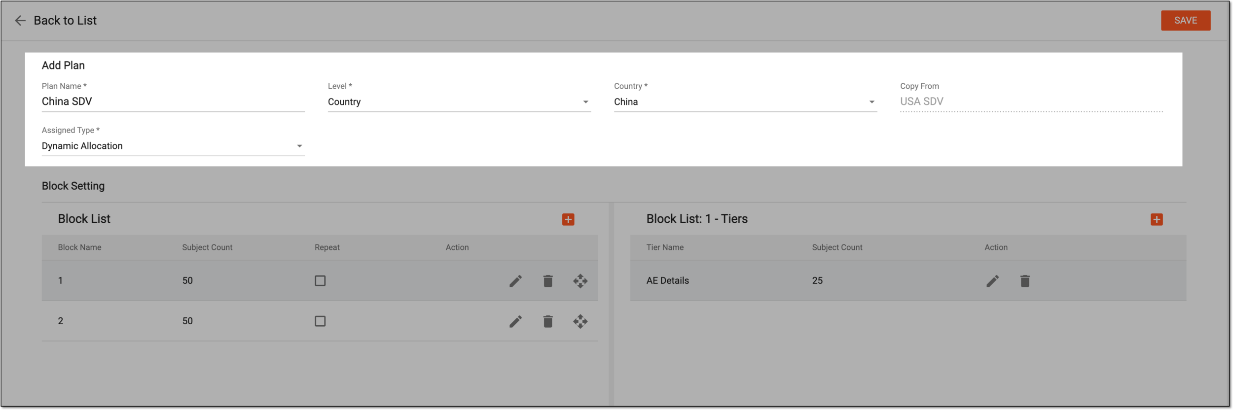 Configuring copied TSDV plan