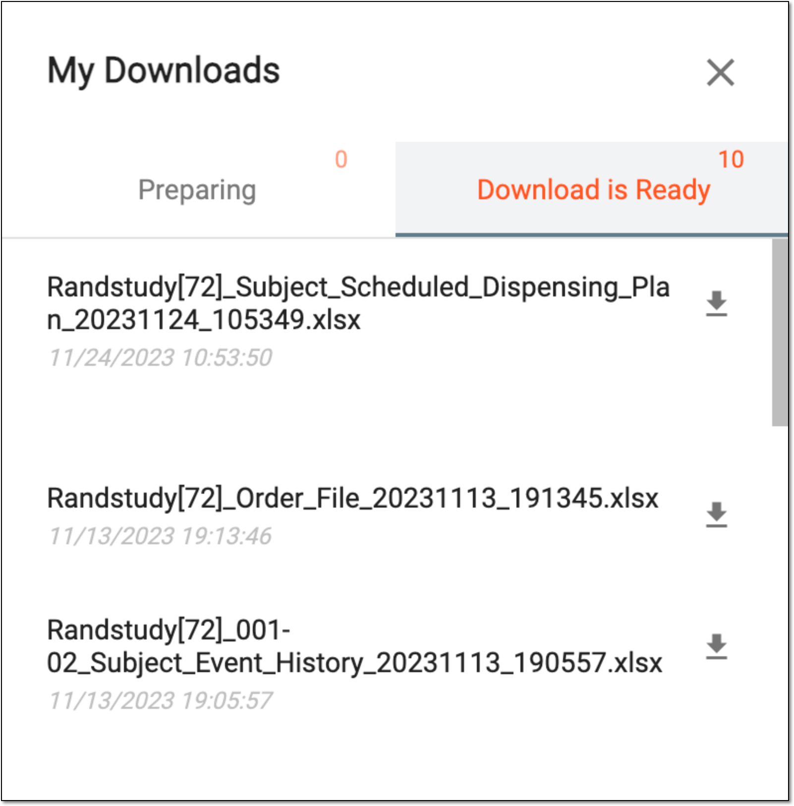 Viewing downloads