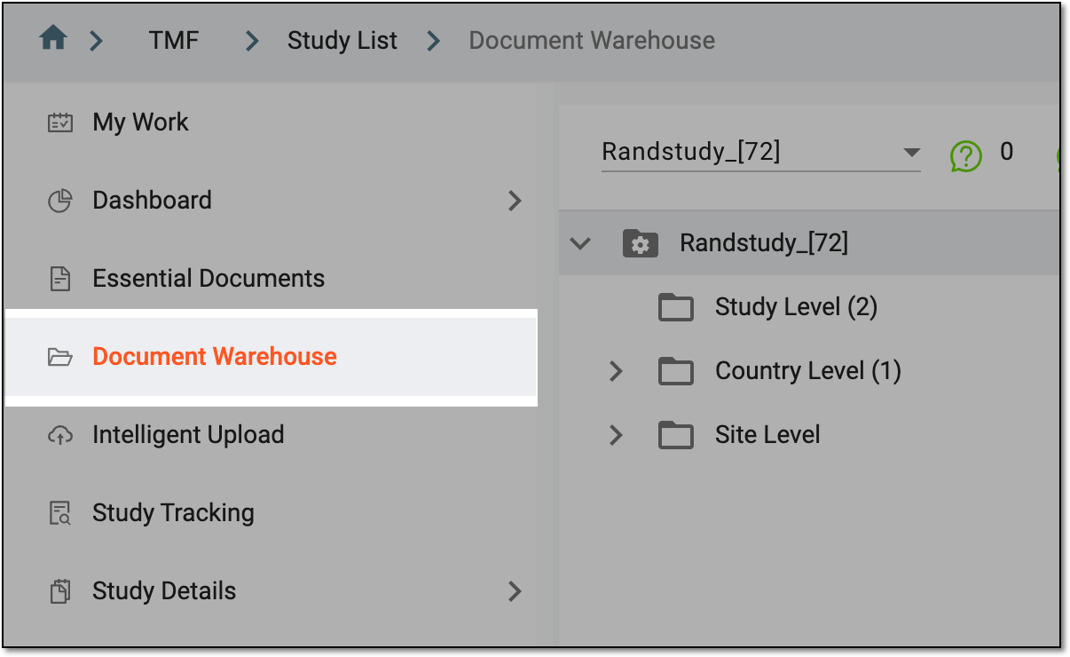 Accessing document warehouse