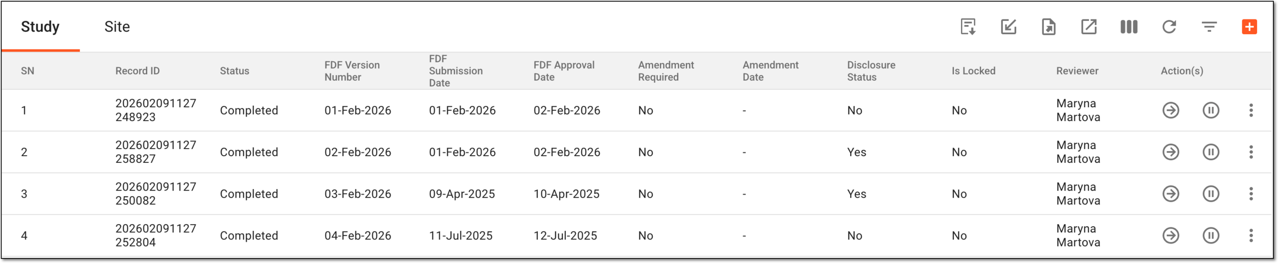 Imported tracking log entries