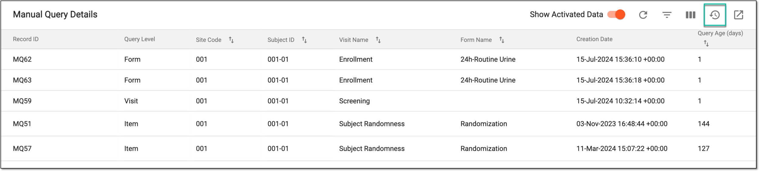 Accessing export history