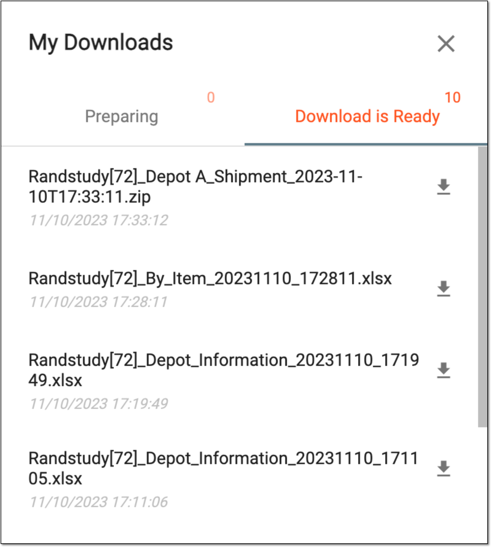 Viewing downloads