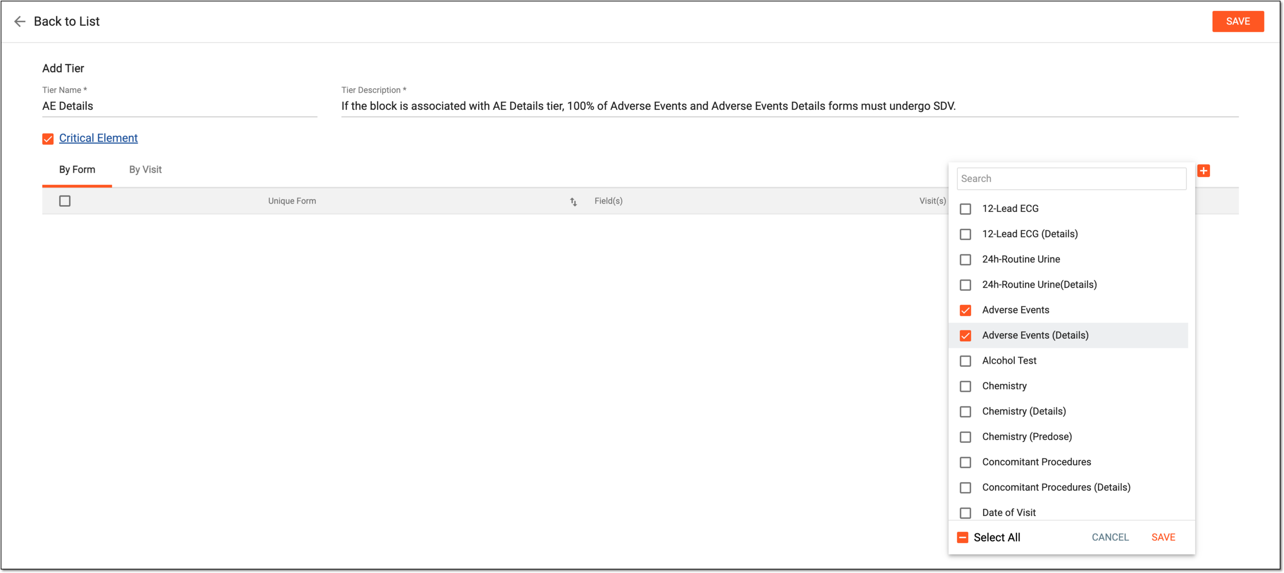 Adding forms to tier