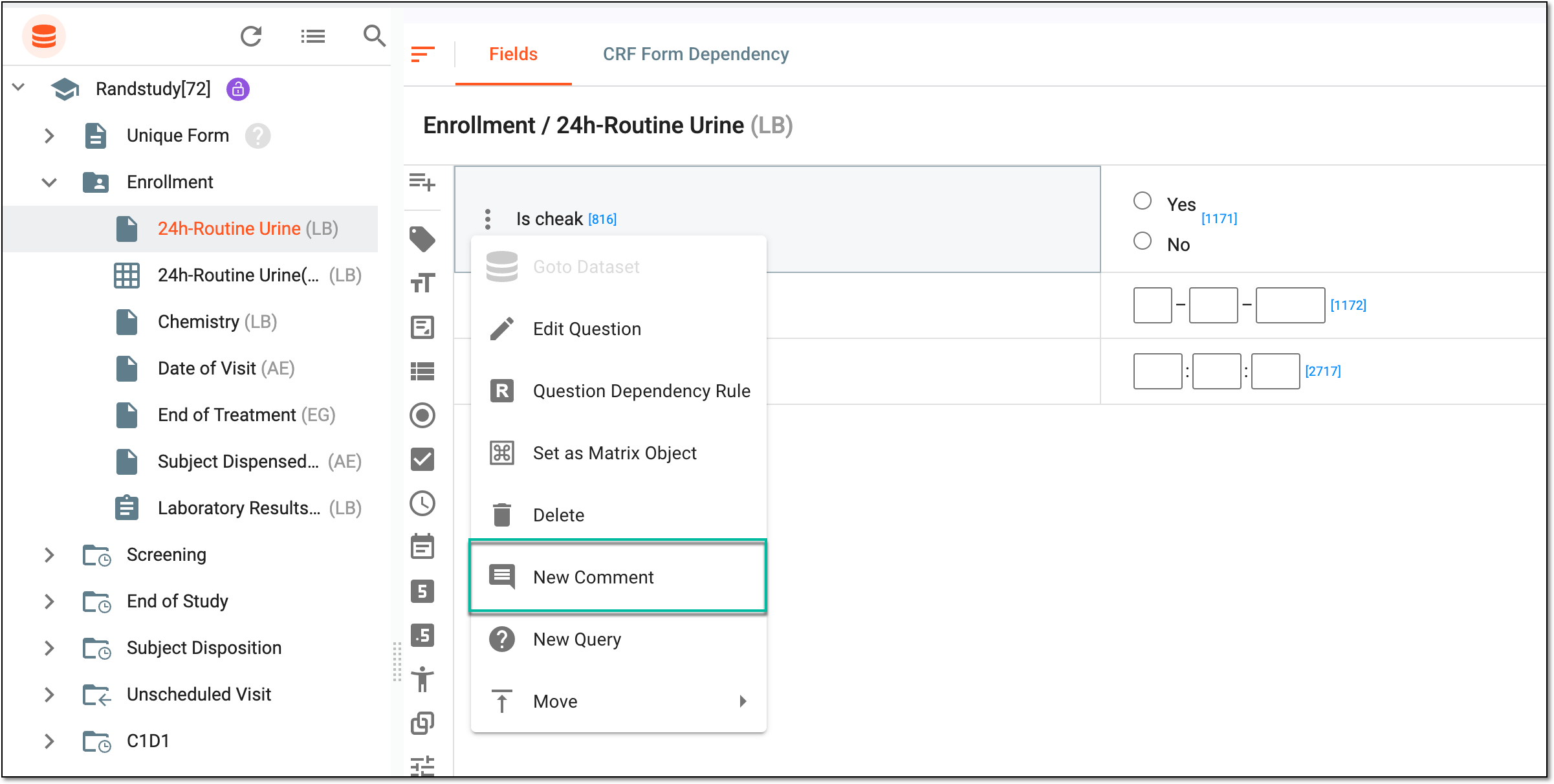 Adding comment to form question