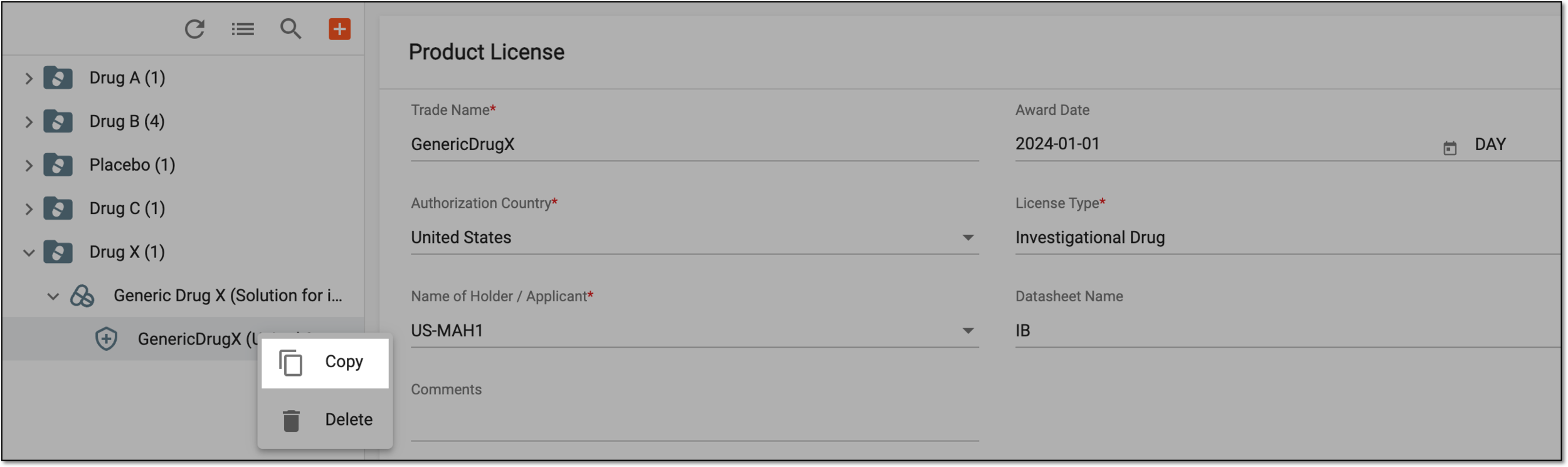 Selecting license