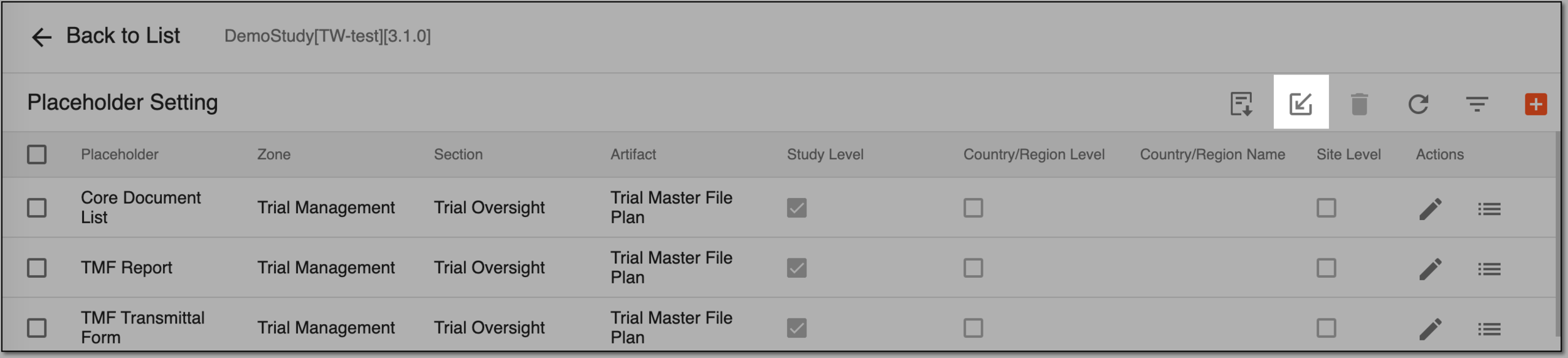 Importing placeholder list