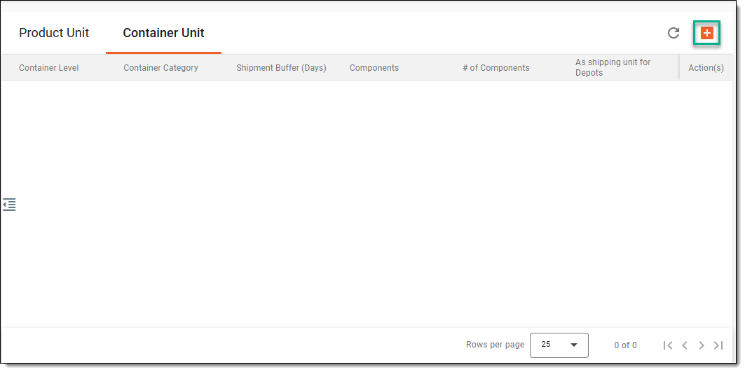 Accessing option to create container unit