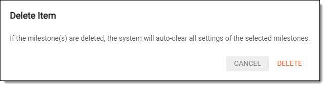 Confirming milestone deletion
