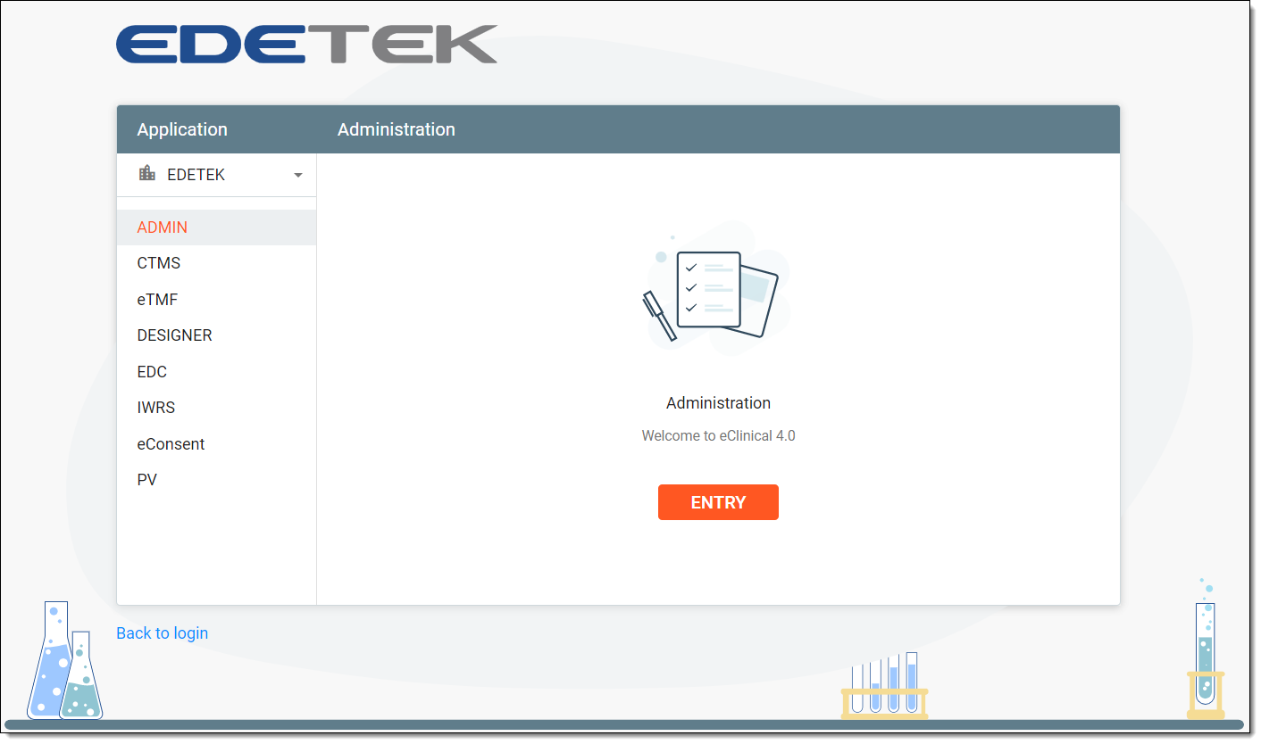 eClinical welcome page