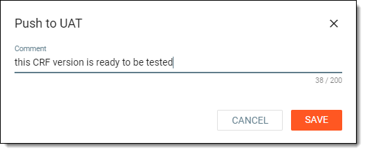 Confirming CRF version push to UAT