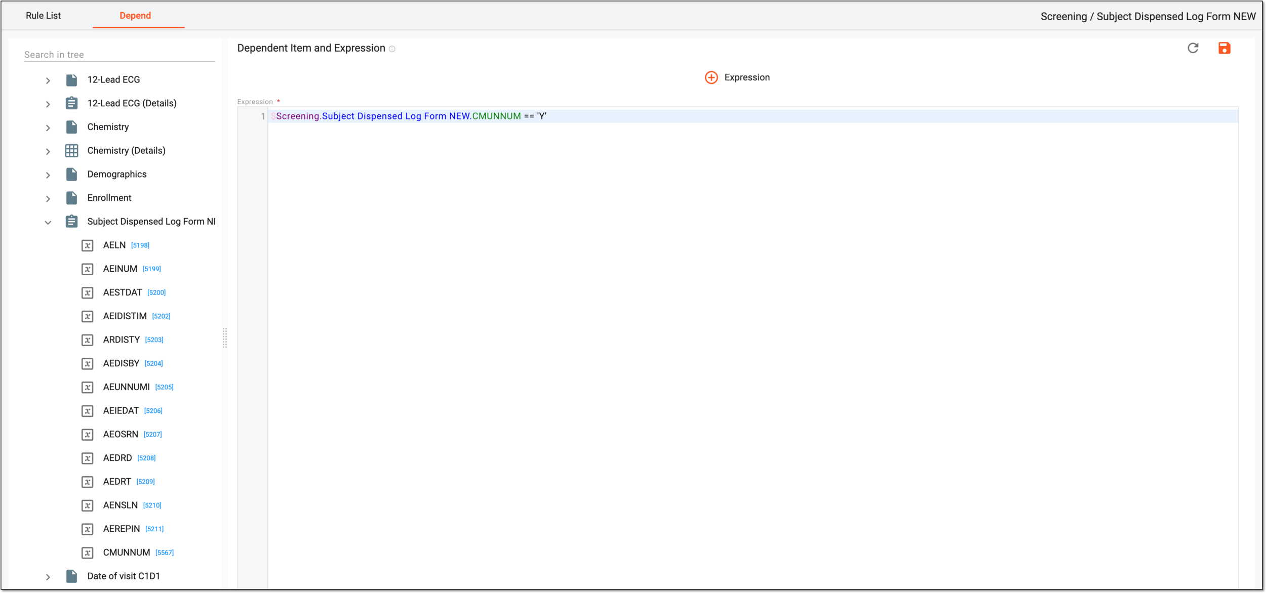 Designing item dependency expression