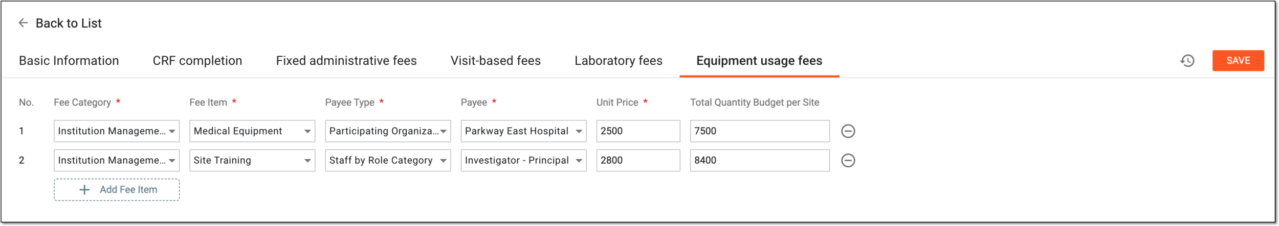 Configuring quantitative fees