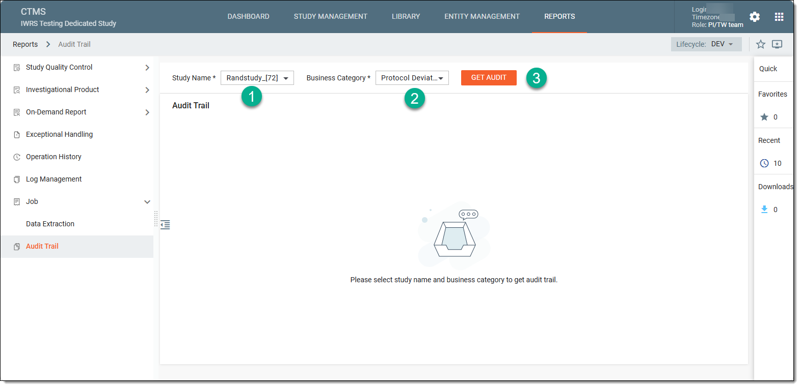 Selecting study and business category