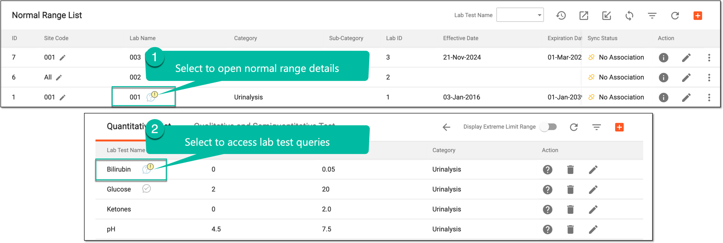Accessing lab test queries