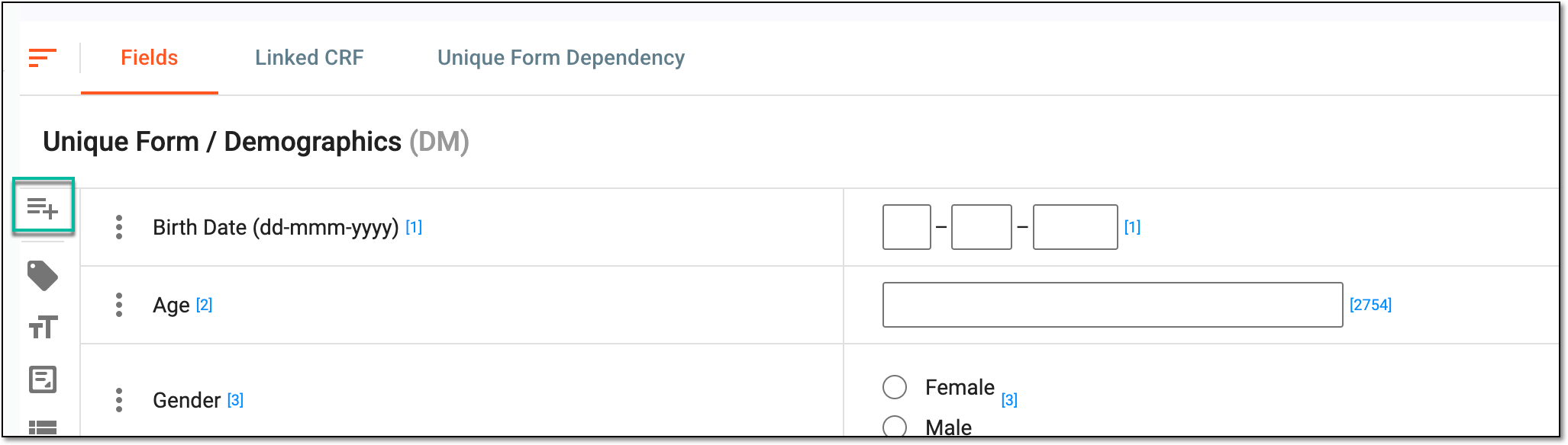 Selecting to add new question