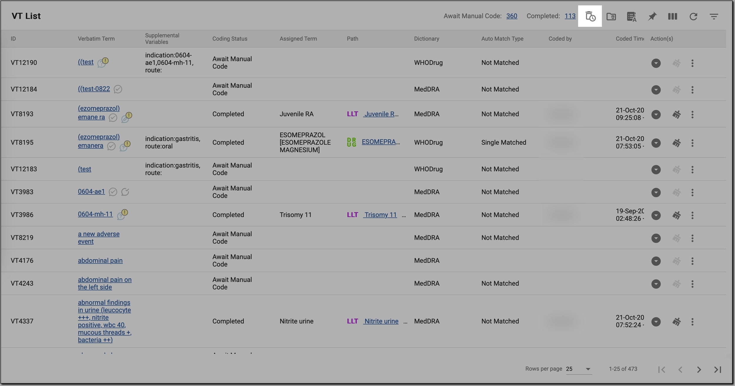 Initiating autodeletion of VTs