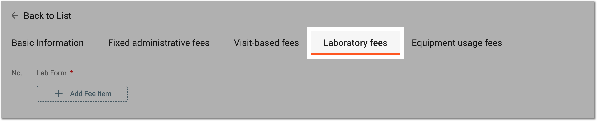 Accessing lab billing details to configure