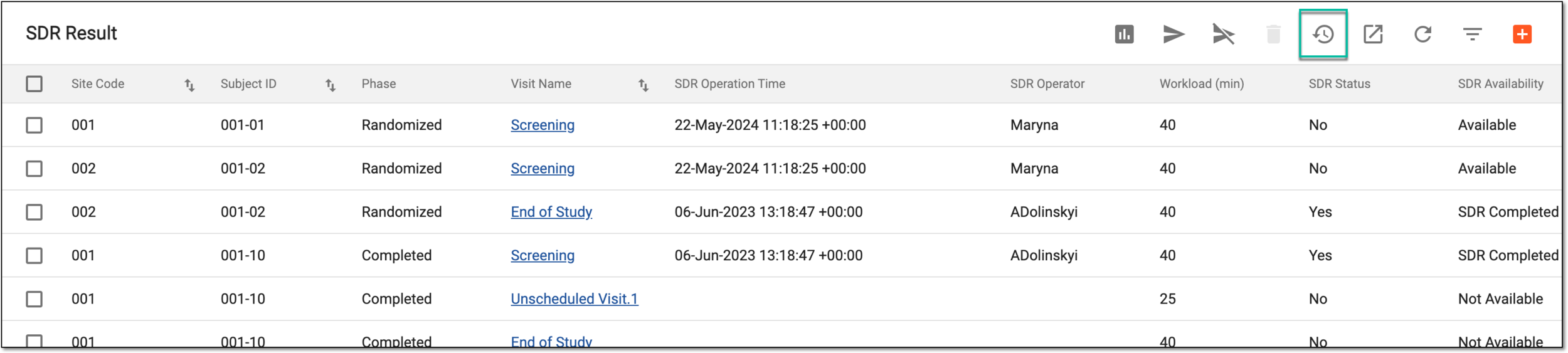 Accessing export history