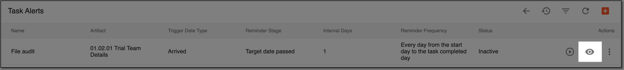 Selecting to preview task alert email