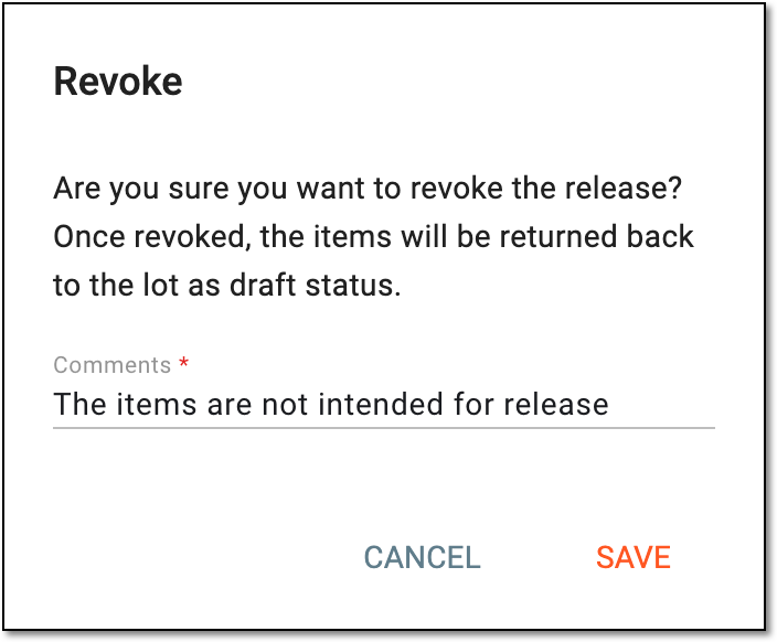 Revoking item release request