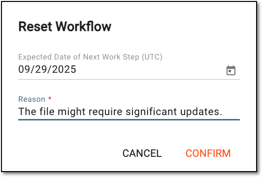 Resetting file workflow