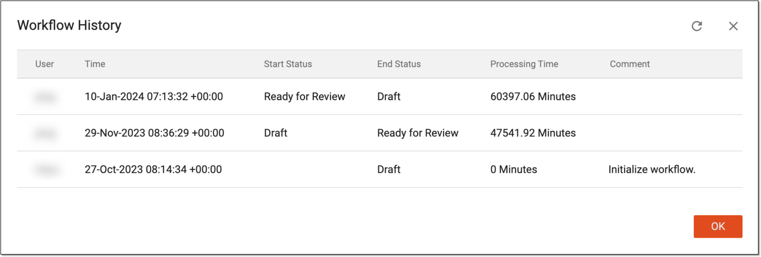 Viewing workflow history