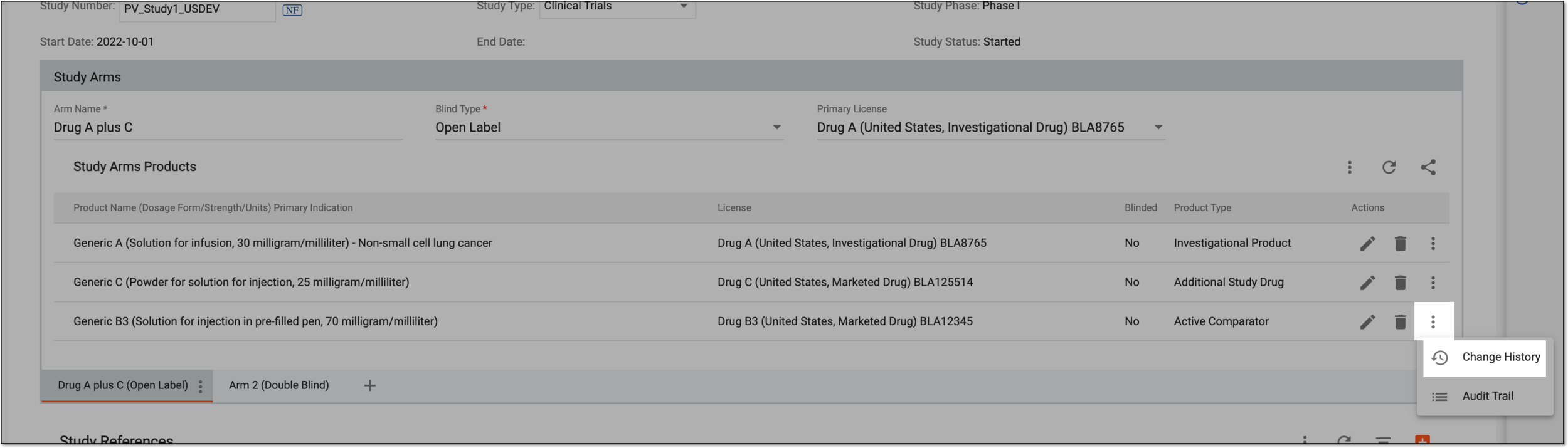 Selecting to view change history