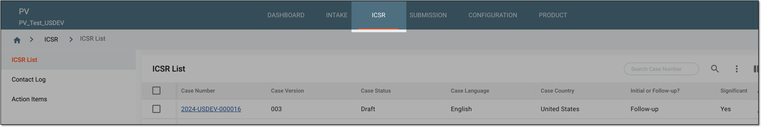Accessing ICSR list