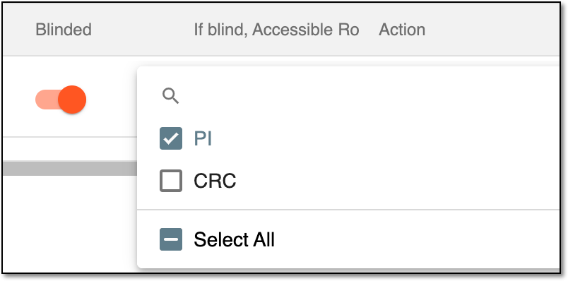 Selecting roles to view blinded property