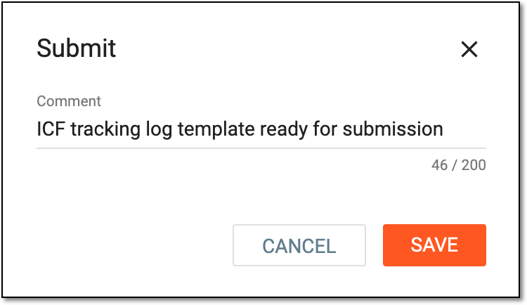 Submitting ICF tracking log template
