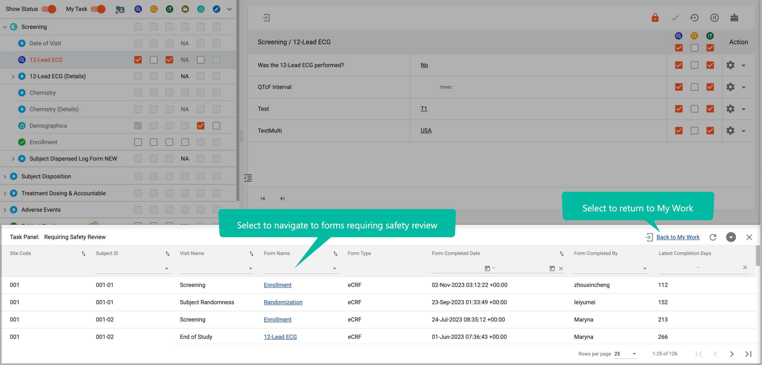 Using task panel