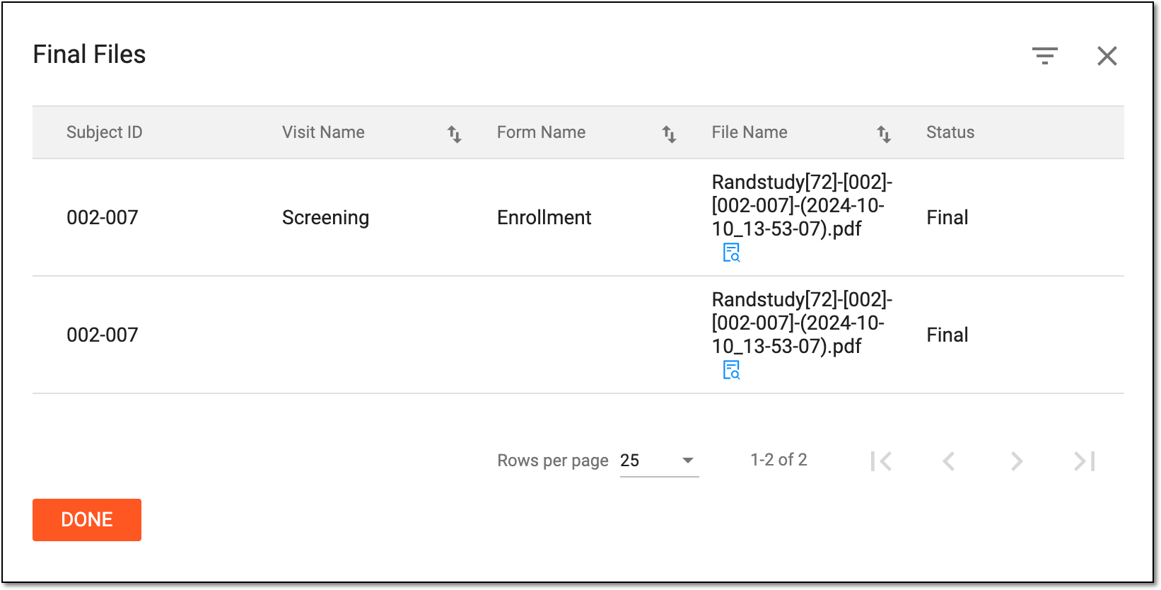 Final file list example